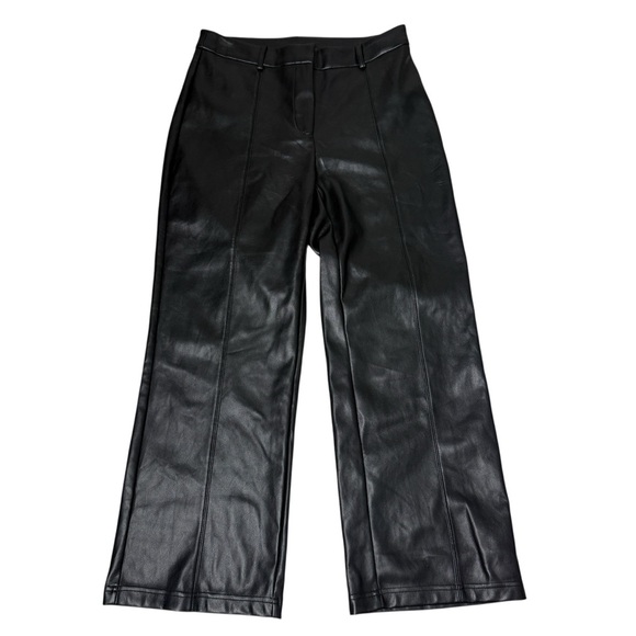 7 for all Mankind black faux leather wide leg crop pants - Picture 2 of 13